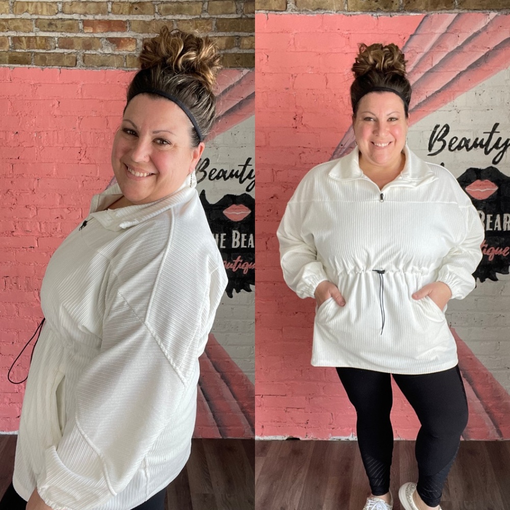 White Toni Tie Toggle Pullover